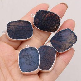 Pendant Necklaces Natural Stone Gem Black Dragon Grain Agate Square Crafts MakingDIY Necklace Earring Charm Jewellery Accessories Gift Party