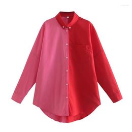 Women's Blouses & Shirts SuperAen Women Fashion Candy Color Patchwork Casual Office Ladies Long Sleeve Blouse Chic Chemise TopsWomen's Hora2