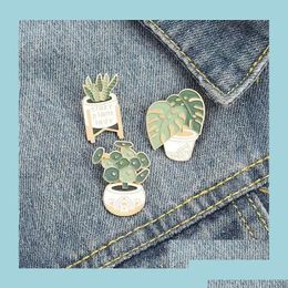 Pins Brooches Pins Cute Plant Green Metal Pin Enamel For Women Men Gift Fashion Jewlery Drop Delivery Jewelry Dhet9 Dhkjh