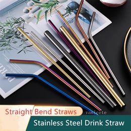 Barware Stainless Steel Drinking Straws 6*0.5*215mm Reusable Rainbow Gold Metal Straight Bend Straws Drink Tea Bar Drink Straws 1000pcs LT229