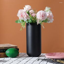 Vases Black Stainless Steel Vase Decoration Dry Floral Home Living Room Flower Arrangement Dining Table Modern