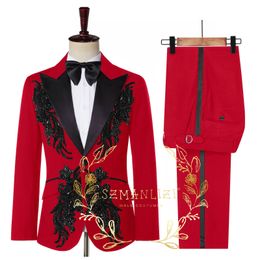 Męskie garnitury Blazers Costume Mariage Homme Real po luksusowe kryształowe koraliki dla mężczyzn Groom Wedding Suit Prom Tuxedo Blazer 230209