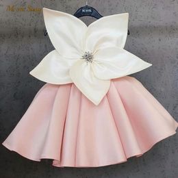 Ocas￵es especiais Moda Girl Princesa Cetina Vestido Sleeseless Child Vintage Big Flower Vestido Party Festy Birthday Wedding Baby Roupos de beb￪ 1 12y 230208