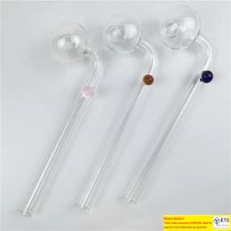 15cm glass oil burner pipes clear pyrex oil burner pipe for smoking thick glass tube with Coloured handle