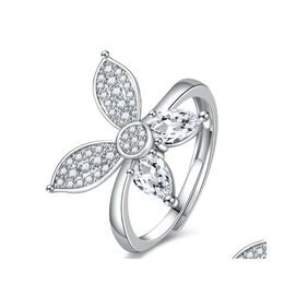 Band Rings Creative Fashion Dancing Butterfly Pear Shape Diamond Ring Marquise Cluster Wedding Gift Jewellery Drop Delivery Dhixo