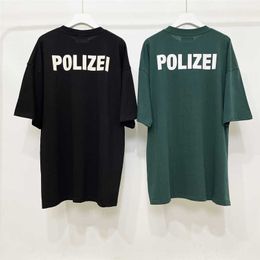 Erkek tişörtleri kaliteli 2022ss polizel moda tişört erkekler 1 1 nakış polis mektubu kadınlar vintage kısa kol T230209
