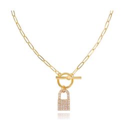 Pendant Necklaces Small Lock Necklace Fashion Creative Diamond Punk Style Buckle Luckyhat Drop Delivery Jewelry Pendants Dhy9Q