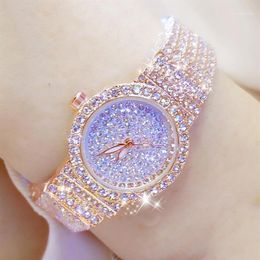 Bs Bee Sister Diamond Women Watches Small Dial Female Rose Gold Watches Ladies Stainless Steel Lock Bayan Kol Saati12693