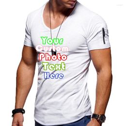 Men's T Shirts Customize Your LOGO Men's Clothing V-Neck Solid Color Large Size Casual Short Sleeve T-Shirt