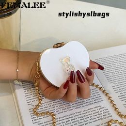 Shoulder Bags Mini Ladies Cute Solid Color Teddy Bear Makeup Handle Bags 2022 Chains Shoulder Messenger Bags Small Apple Shaped Women Bags 020923H