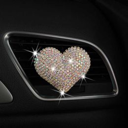 Interior Decorations Bling Heart Decoration Air Freshener Auto Outlet Perfume Clip Scent Aroma Diffuser Car Accessories Girls Gifts Cute 0209