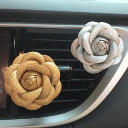 Decorations Perfume PU Camellia Decoration Outlet Clip Air Freshener Interior Aroma Diffuser Accessories Pink Car 0209
