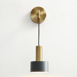 Wall Lamps Nordic Modern Style Bedroom Lamp Bedside Living Room El Study Aisle Porch Fashion Simple Iron Bracket Light