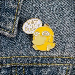 Pins Brooches What The Duck Animal Kids Cute Small Funny Enamel Pins For Women Demin Shirt Decor Brooch Pin Metal Kawaii Badge Fash Dh52I