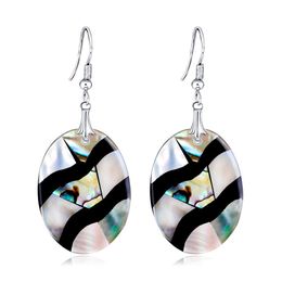 Dangle Chandelier Wholesale Abalone Earrings Geometric Shell Elliptical Colorf Unique Charms Women Jewellery Decorat Qo