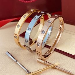 love diamond bangle bracelet women titanium steel lover gold and silver rose fashion luxury jewelry technology never fade to prevent allergy Have Logo