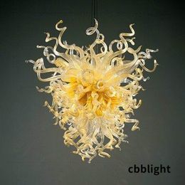 European American Handicraft Chandeliers LED Lamps CE UL Certificate Hand Blown Glass Chandelier Yellow Colour 24*28/28*32 Inches Indoor Luxury Hanging Fixture LR486