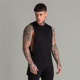 Men's Tank Tops Extend Cut Off Men Top Brand Clothing Cotton High Quality Undershirt Bodybuilding Singlet Fitness Sleeveless Vest