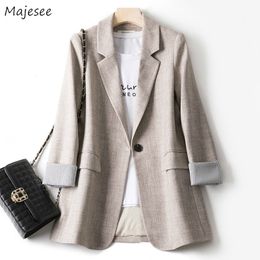 Womens Suits Blazer Trendy Patchwork Korean Chic Spring Loose Pockets Lady Elegant Coats Single Button Minimalist Outwear Long Sleeve 230209