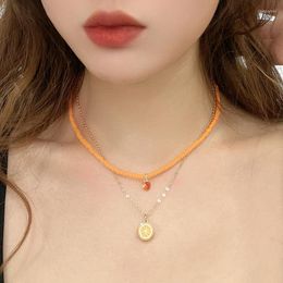 Chains Double Layer Summer Colorful Boho Fruit Pendent Fashion Adjustable Alloy For Women