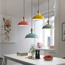 s Iron Pendant dia 26cm Colourful Restaurant Kitchen Home Ceiling Lamp Vintage Hanging Light Lampshade Room Decorative Lamps 0209