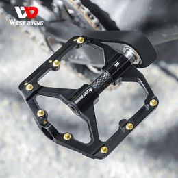 Bike Pedals WEST BIKING 3 Bearings Bicycle Pedals Ultralight BMX MTB Road Bike Flat Pedal Aluminum Anti-slip Waterproof Cycling Accessories 0208