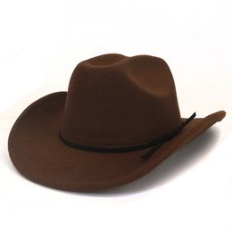 Western Men's Cowboy Hat Woman Elegant Party Panama Felt Hat Cap Wide Brim Jazz Fedora Hat Outdoor Rider Sun Hat