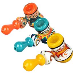 Colourful Wig Wag Pyrex Thick Glass Pipes Dry Herb Tobacco Bubbler Spoon Bowl Philtre Oil Rigs Handpipes Handmade Portable Bong Smoking Cigarette Holder Tube DHL