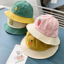 Berets Cute Strawberry Pineapple Fruit Print Summer Children Hat For Boy Girl Outdoor Beach Bucket Hats Sun Cap Kids Panama Caps