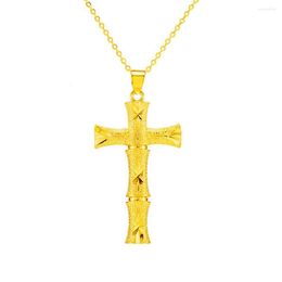 Pendant Necklaces Trendy Jesus Cross Charm For Women 2023 Goth Jewelry 24K Gold Color 18 Inch Chokers Chain Accessories