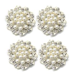 Pins Brooches Auear Faux Rhinestone Pearl Flower Buttons Fashion Sier Crystal Bling Button For Women Home Jewellery Making Wedding Par Dh4Xq