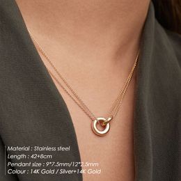 Stainless Steel two-color pendant Necklaces For Women Chokers Trend Fashion Festival Party Gift Jewellery