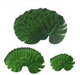 Party Decoration Palm Leaves Artificial Tropical Monstera Fake Leaf Plants Artificial Tropical Green Jungle Safari Hawaiian Luau Party Table Decoration Wedding