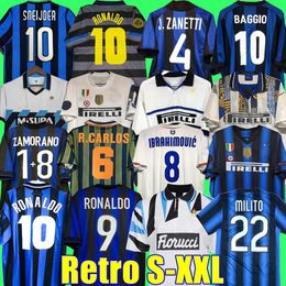 Retro Soccer Jerseys Finals 2009 MILITO SNEIJDER ZANETTI Milan Men Football Shirts 97 98 99 01 02 03 Djorkaeff Baggio ADRIANO 10 11 07 08 09 BATISTUTA Zamorano RONALDO