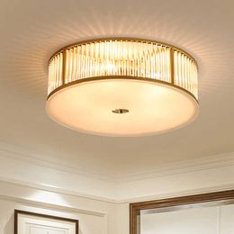 Gold Round Fashion Lamps Modern LED Ceiling Lights For Living Study Room Indoor Lighting Decor Crystal Luminaire 0209