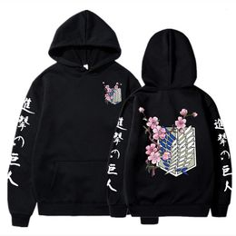 Men's Hoodies Sweatshirts Japanese Anime Graphic Hoodies Men Attack on Titan Pullover Sweatshirt Unisex Male 230208