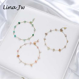 Link Chain Naturnal Stone Bracelet on Hand for Women Fashion Jewellery Set Party /Wedding Luxury Gift Handwork Bangles Femme G230208