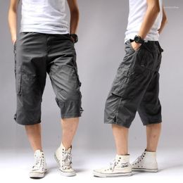 Men's Shorts Summer Cargo Men Calf-length Pants Casual Mens Loose Outdoor Sports Cropped Trousers Plus Size Streetwear