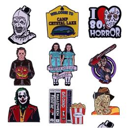 Pins Brooches Halloween Horror Movie Figure Enamel Pin Brooch Badge Lapel Backpack Collar Hat Women Men Jewellery Gifts Drop Delivery Dhf9H