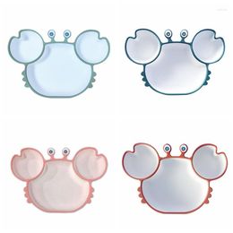Plates Cartoon Sub-grid Silicone Sucker Tableware For Baby Crab Anti-fall Dinner Plate Infant Kids Supplementary Bowl Soft Dishes