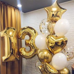 Party Decoration 17 Pcs Gold Confetti Balloon Happy Birthday Decorations Wedding Accessories House Decor Baby Shower Balloons Globos