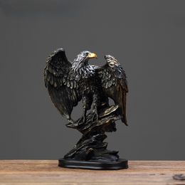 Decorative Objects Figurines Resin Eagle Statue Sculpture Collectible Desk Decoration Feng Shui Wealth Animal Statues Office Home Living Room Decor 230209