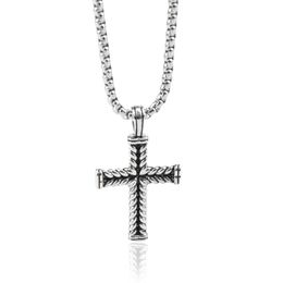 Vintage Men's Necklace With Copper Cross Pendant Punk Fashion Jewellery Box Chain Birthday Party Gift for Boys