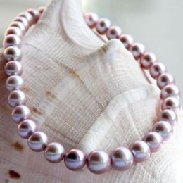 Chains Gorgeous 11mm Freshwater Lavender Round Pearl Necklace 18inch 925silver