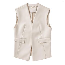 Women's Vests Spring Autumn Vest Women Thin Loose White Pu Leather Woman Jacket Coat Waistcoat Female Cardigan Sleeveless Slim Outwear