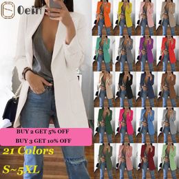 Womens Suits Blazers Jacket Spring and Autumn Female Oversize Office Long Sleeve Solid Colour Coat Loose Casual Clothes 230209