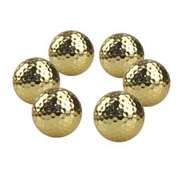 Golf Balls CRESTGOLF 6 Pcs Two Layer Golden Golf Balls Golf Practise Balls Training Two Pieces Balls As Gift 230209