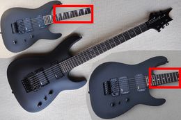 Factory Custom Matte Black Electric Guitar with different Fret inlay Rosewood Fingerboard Black Hardwares Can be Customized