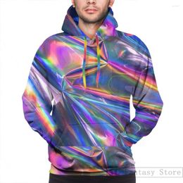 Men's Hoodies Mens Sweatshirt For Women Funny Holographic Material Print Casual Hoodie Streatwear