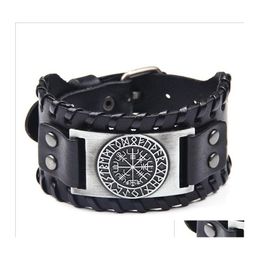 Bangle Creative Atmosphere Compass Bracelet Jewellery Wide Leather Domineering Pirate Fashion Wear Out Accessories Bracelets Drop Deliv Dhwcp